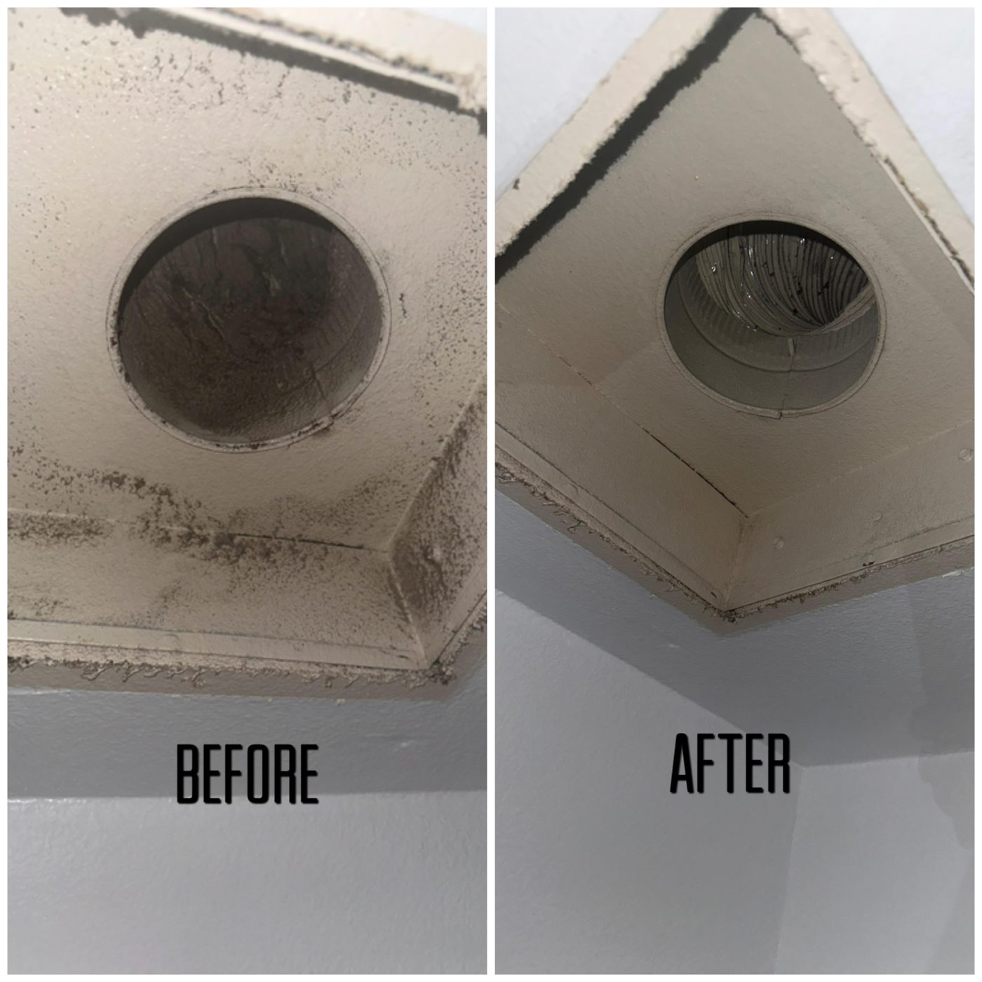 Air duct before and after cleaning